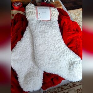 New Christmas Cupcakes & Cashmere Cream Knit and White Faux Fur Stockings